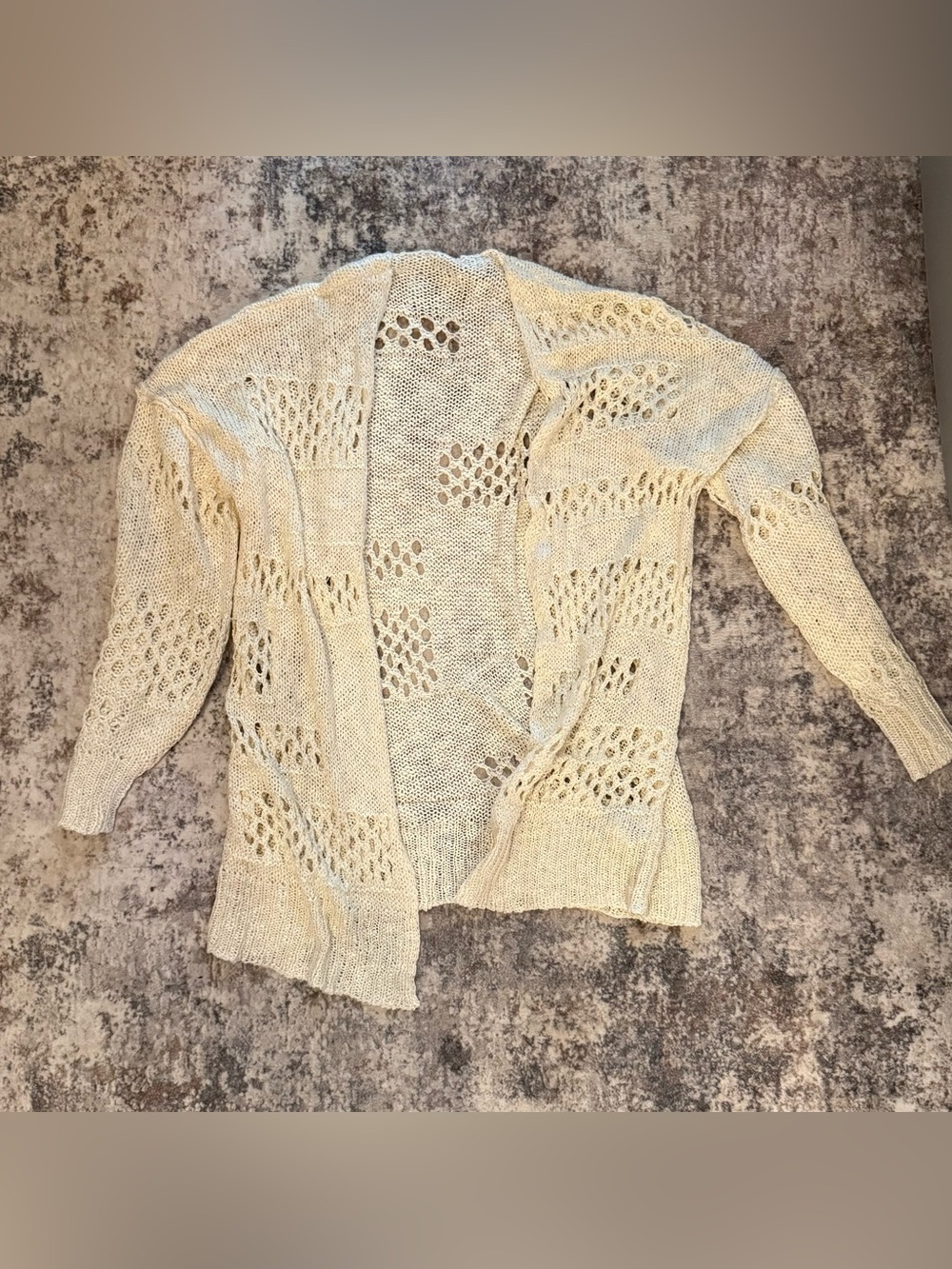 Open-Knit Cream Women's Cardigan Sweater
